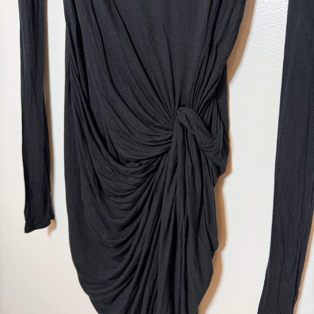 Helmut Lang Black Asymmetrical Ruched Long Sleeve Dress Size M - Picture 4 of 5